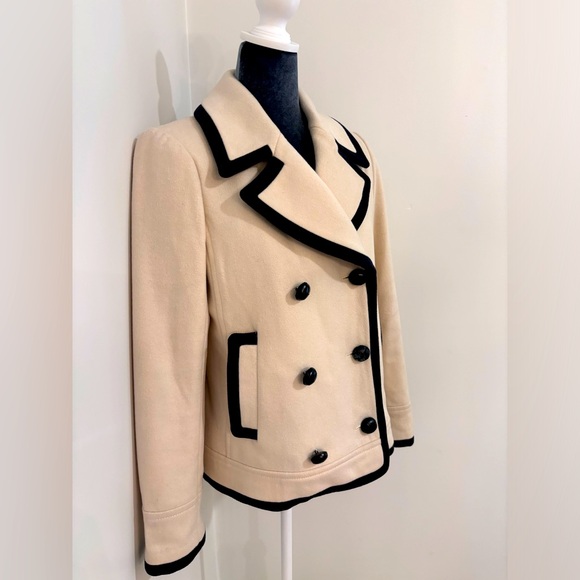 J Crew Cream & Navy Nello Gori Wool Peacoat Size 6 - Picture 4 of 10